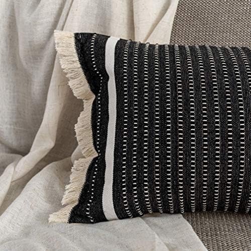 Ojia Modern Throw Pillow Capa com borlas, caixa decorativa de almofada de acento de Liana Fringe, travesseiro da fazenda
