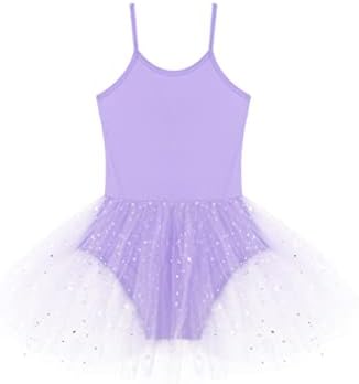 Yuumin Kids Girls Garotas brilhantes Patinação de Balé Legal Vestido Tutu Vestido Criança Sem Manguarda Fada Swan Saturão Desempenho