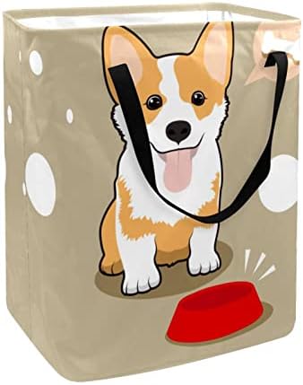 Cute Corgi Dog Ossos com fome de estampa cesto de roupa colapso, cestas de lavanderia à prova d'água 60l de roupa de lavagem de roupas