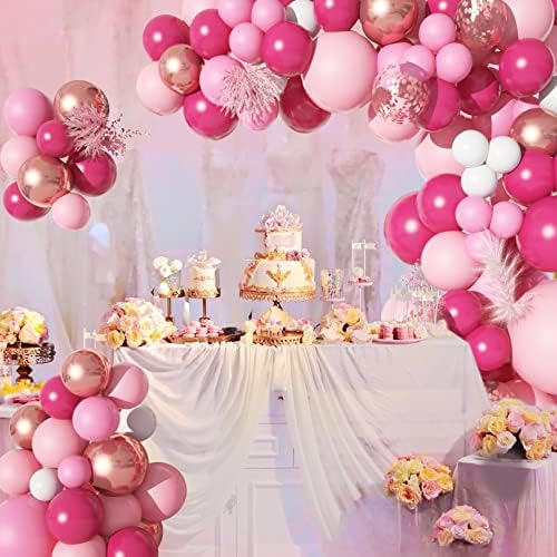 152pcs kit de arco de guirlanda de balão rosa, balões de confete de ouro rosa de ouro rosa quente