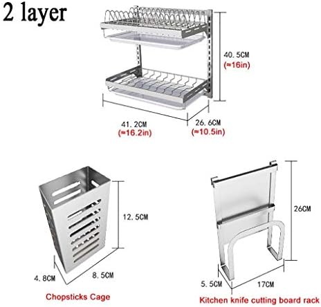 Kuyt aço inoxidável de aço de cozinha de rack de rack de parede rack de prato de parede rack com bandeja de água Instalação perfurada-2