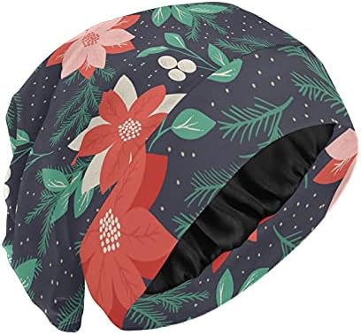 Skull Cap boné de tampa do sono de trabalho chapéu de capô para mulheres Floral Verde Flores Verdes Natal Ano Novo Capinho Dominante