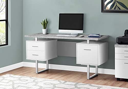 Monarch Specialities Tabela de redação de estilo e escritório contemporânea com gavetas e pernas de metal mesa de computador,