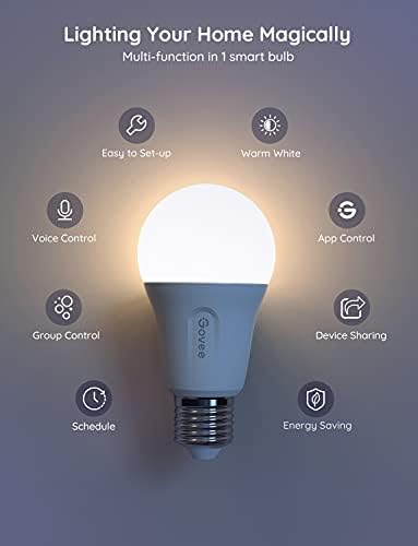 Lâmpadas inteligentes Govee Smart Dimmable, Trabalhe com Alexa & Google Assistant, lâmpadas LED brancas de 60 watts