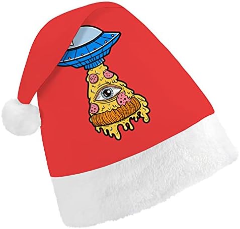 Pizza OVNI de chapéu de natal para o cosplay de festa de férias de ano novo