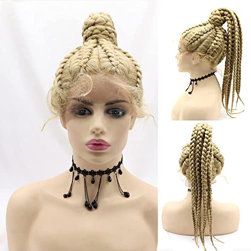 XIWEIYA BLONDA FRANCHA BRAND BRANID WIG com tranças de torção 8x Tranças de rabo de cavalo+ updo+ peruca de trança, de