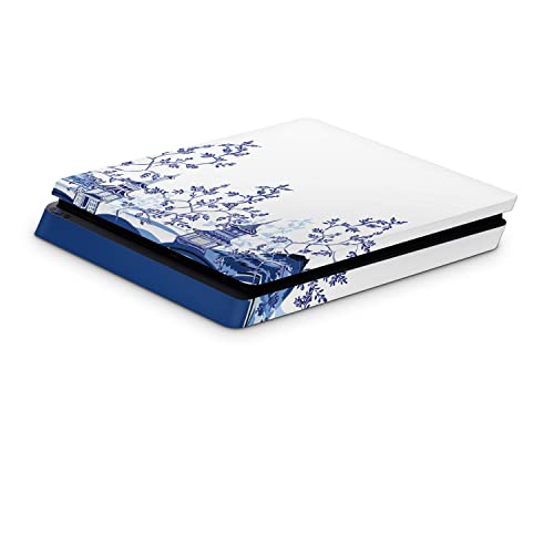 Zoomhitskins PS4 Slim Skin, compatível para PlayStation 4 Slim e Japanese Blue White Paisaging Temple Art, 1 PS4 Slim