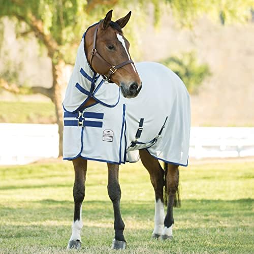 SmartPak Deluxe Fly Sheet Horse com SmartCore Technology-75-Silver com acabamento marinho