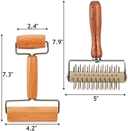 Conjunto de Hiceeden de 2 pizza Roller e Dough Docker, pino de madeira para pinças de madeira para pizza, biscoito, torta, pão,