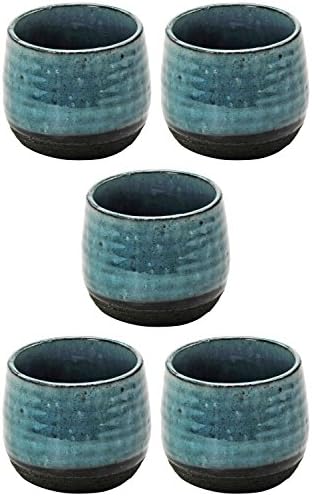 Mino Ware 413-16-41e Plum Wine Cup, conjunto de 5, azul em pó