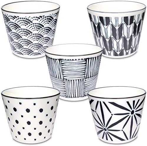 Mino Ware Japonês Japonês Yunomi Cups de chá, design de Komon para chá verde, chá matcha, conjunto de 5