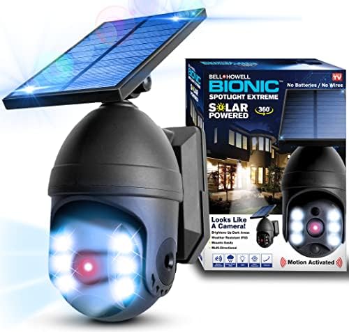 Bell+Howell Bionic Spotlight Extreme 360 ​​- Luzes externas movidas a energia solar, chuva e neve resistentes, sem fio