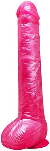 10.94 Mulheres vermelhas Dildo Extra Long Dildo Sex Toy, Borracha Anal Dildo Realista G Dildo Spot com Copa de Terceira, Casais Flexíveis