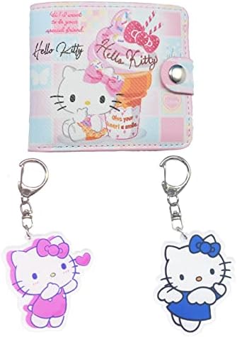 Carteira de crachá de gato de rondlaho kity kitty com 2 chaveiros, bolsa de bolsa de suporte para cartão de identificação com