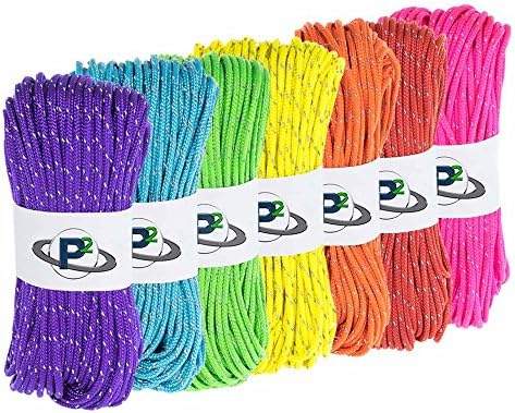 Paracord Planet Fluorescente Reflexivo 95lb 1,8 mm Paracord em comprimentos de 10 ', 25', 50 ', 100', 250 ', 1000' - ideal para