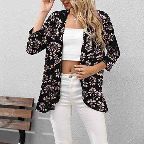 Cardigan feminino Tops de verão 3/4 manga moda leopardo impresso blusa casual top praia casual xale camisas