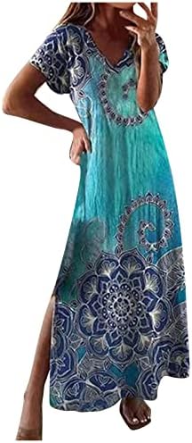 Vestidos de verão fqzwong para mulheres 2023 Clube de festas casuais Clube Longo Sundresses Vintage Maxi Sexy Beach Vacation Resort