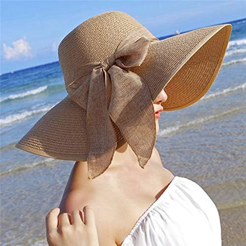 Chapéus de palha para mulheres chapéus de palha de palha de verão dobrando larga tampa solar gom mulher bowknot toupas