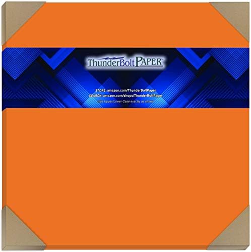 50 folhas de papel de capa/cartão laranja brilhante - 12 x 12 polegadas Álbum de scrapbook | Tamanho da capa - 65 Cartão de peso