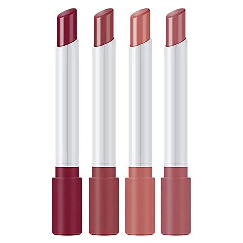 4pcs Little Smoke Tube Lipstick Conjunto de batom fosco de batom vermelho kit de lábio lábio para mulheres, Dnm Nude Lip Gloss Alterando