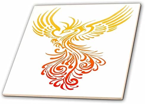 3drose Rising from the Ashes Artistic Phoenix Orange Yellow ombre em branco - azulejos