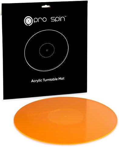 Pro Spin Orange Glow acrílico toca -giratória Mat - platter slipmat para recorde de 12 de vinil vintage - tampa antistática,