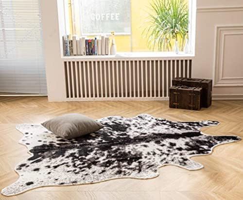 Tapete de cheiro faux mustmat tapete de área de vaca preta e branca tapete de animais grande casca de animal carpete