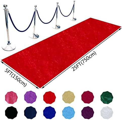 Fanproms Red Carpet Runner para festa 5x25ft Casamento corredor de corredor de tapete Velvet corredor de cerimônia de casamento