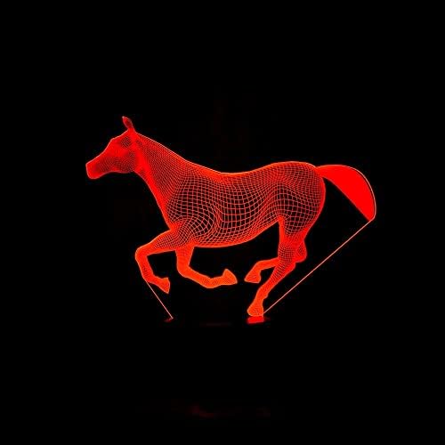 Xdorra cavalo 3d Light Girls Bedroom Lâmpada, 7 Cores Mudança de arte Luzes de escultura Luzes de mesa LED Light Light Presente