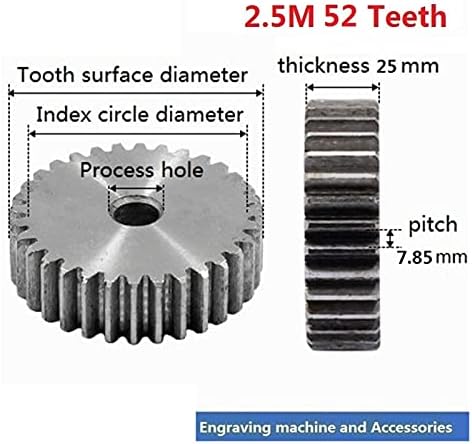 MKSIWSA Indústria 2,5m 52 Dentes Spur Gear Pinion 52t Mod2.5m dentes retos aço positivo para transmissão CNC