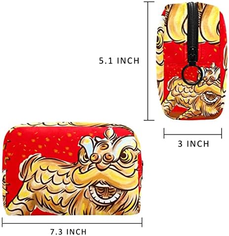 Chineses Lion Dance Travel Makeup Bag Bag Cosmético Bag de Viagem de Viagem para Mulheres Bolsa de Organizador de Acessórios