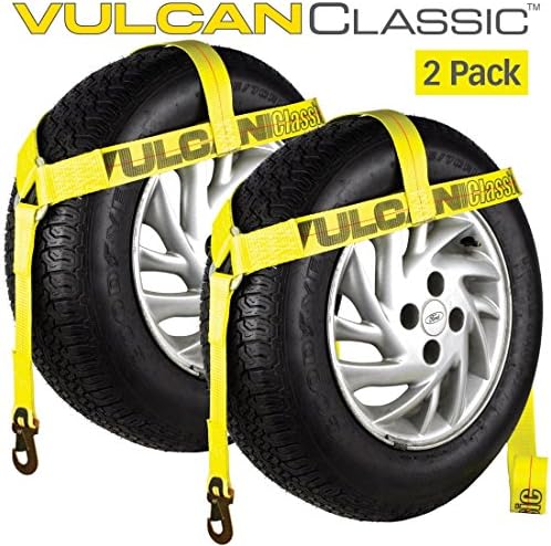 Cianos de elevação da roda Vulcan com ganchos de encaixe - estilo capô - 2 pacote - amarelo clássico - 1.600 libras de carga