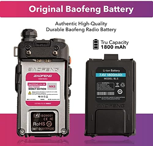BAOFENG UV-5R MK5 8 WATT MAX POWER. Mirkit Edition Full Kit Ham Radio com Baofeng Battery 1800 Mah & Cornyard & Mirkit Channel-List