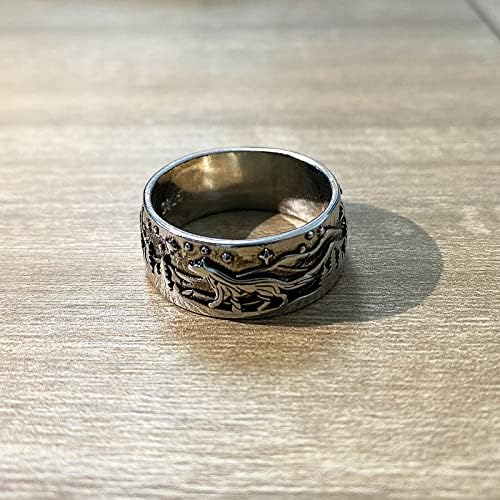 Anel de lobo hyxitvcg para homens, anel de lobo punk masculino, anel de animal retrô anel de homens, anel de banda de