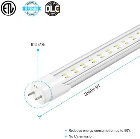 Lâmpada de tubo LED de 2 linhas LEDMYPLACE Substitui 60W T8 4 pés 22W LED 5000K Clear Dual Fim Power LED Lights Use iluminação interna