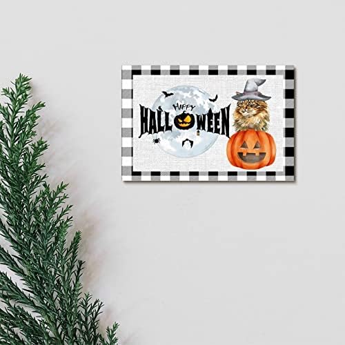 Halloween Pet Cat Wood Sign Pumpkin Novelty Triered Bandey Decor