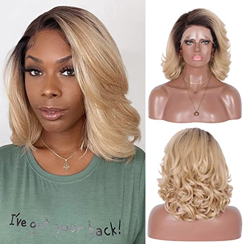 Youthfee 12 Wigs de ondas corporais curtas para mulheres negras pré -arrancadas perucas da frente de bob de renda com cabelos