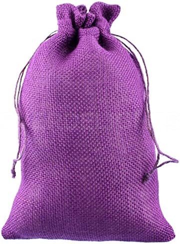 Sacos roxos de estopa roxa de CleverDelights - 8 x 12 - 10 pacote - Bolsa de bolsa de cordão de juta natural