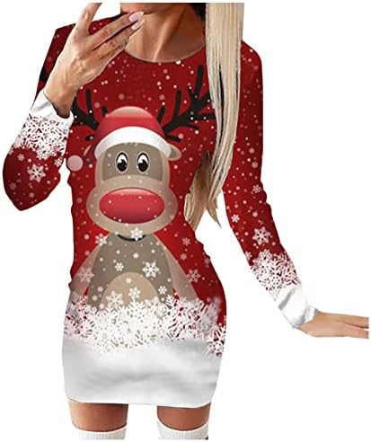 Vestido de Natal exclusivo feminino Manga curta A-line A-line Casual Vestos Fantas para mulheres