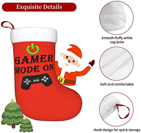 Modo CutedWarf Gamer na meia de Natal Ornamentos de Natal Ornamentos de lareira Meias penduradas de 18 polegadas meias