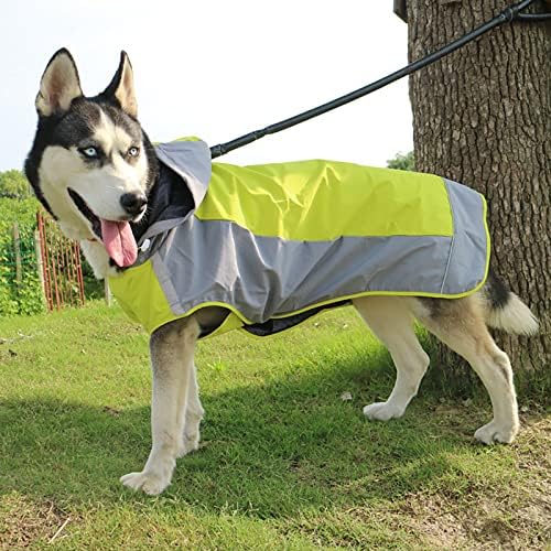 Capa de chuva com capuz, casacos portáteis de jaqueta à prova d'água, capa de chuva com tiras refletivas para cachorros de cães