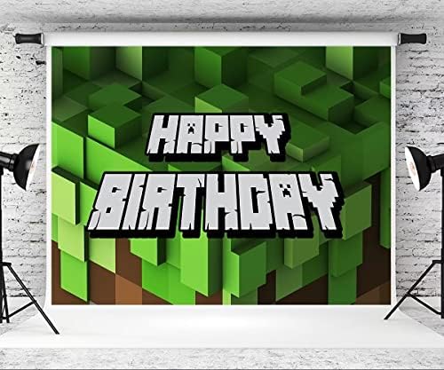 Cenários de aniversário da sandbox 7x5ft 3d caixa verde de fundo geométrico video video video video fester party banner