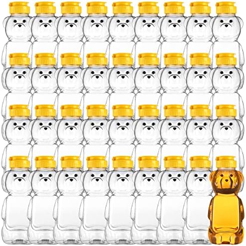36 peças plástico plástico mel urso de urso garrafa de mel aperto garrafa de mel urso de urso com copo com giro