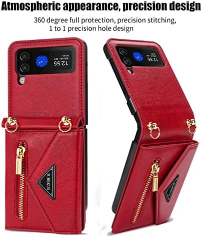 Carteira da bolsa para Samsung Galaxy Z Flip 4 5g Crossbody Case com titular de cartão de crédito Strap cordão fofo feminino