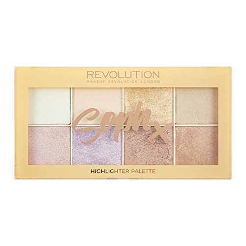 Makeup Revolution Soph X Highlighter Palette, maquiagem mais marcante, sem glúten, vegan e sem crueldade, 16g