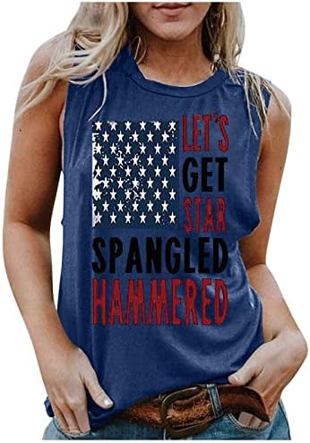 American Flag Shirt for Women 4 de julho Tampo tampo patriótico Tshirt USA Stars Stars Stripes Tops sem mangas