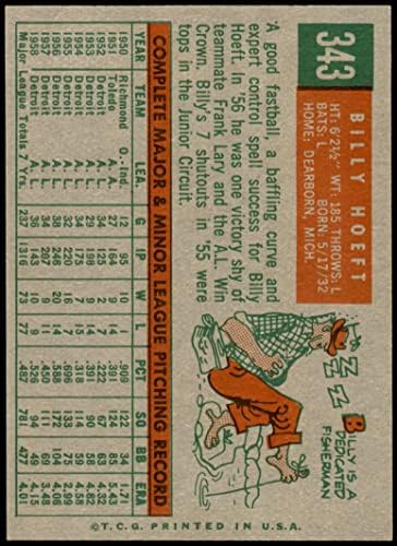 1959 Topps 343 Billy Hoeft Detroit Tigers NM/MT Tigers