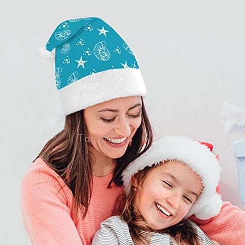 Chapéu de Papai Noel de Natal, Conch Conch Starfish Xmas de férias para adultos, Hats de Natal com conforto unissex para