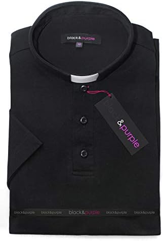 Camisa de clero Polo Manga curta em cor preta