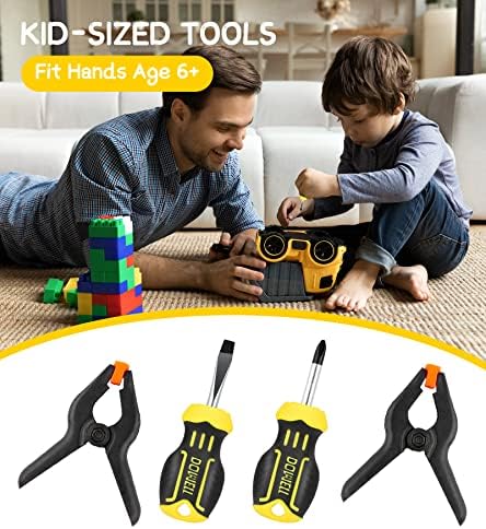 Dowell Kids Tool Set com bolsa de ferramentas, incluindo ferramentas manuais de metal real para meninos e meninas, crianças